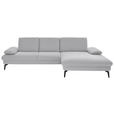 ECKSOFA in Chenille, Mikrofaser Hellgrau  299/157 cm  - Hellgrau/Schwarz, Design, Textil/Metall (299/157cm) - Dieter Knoll