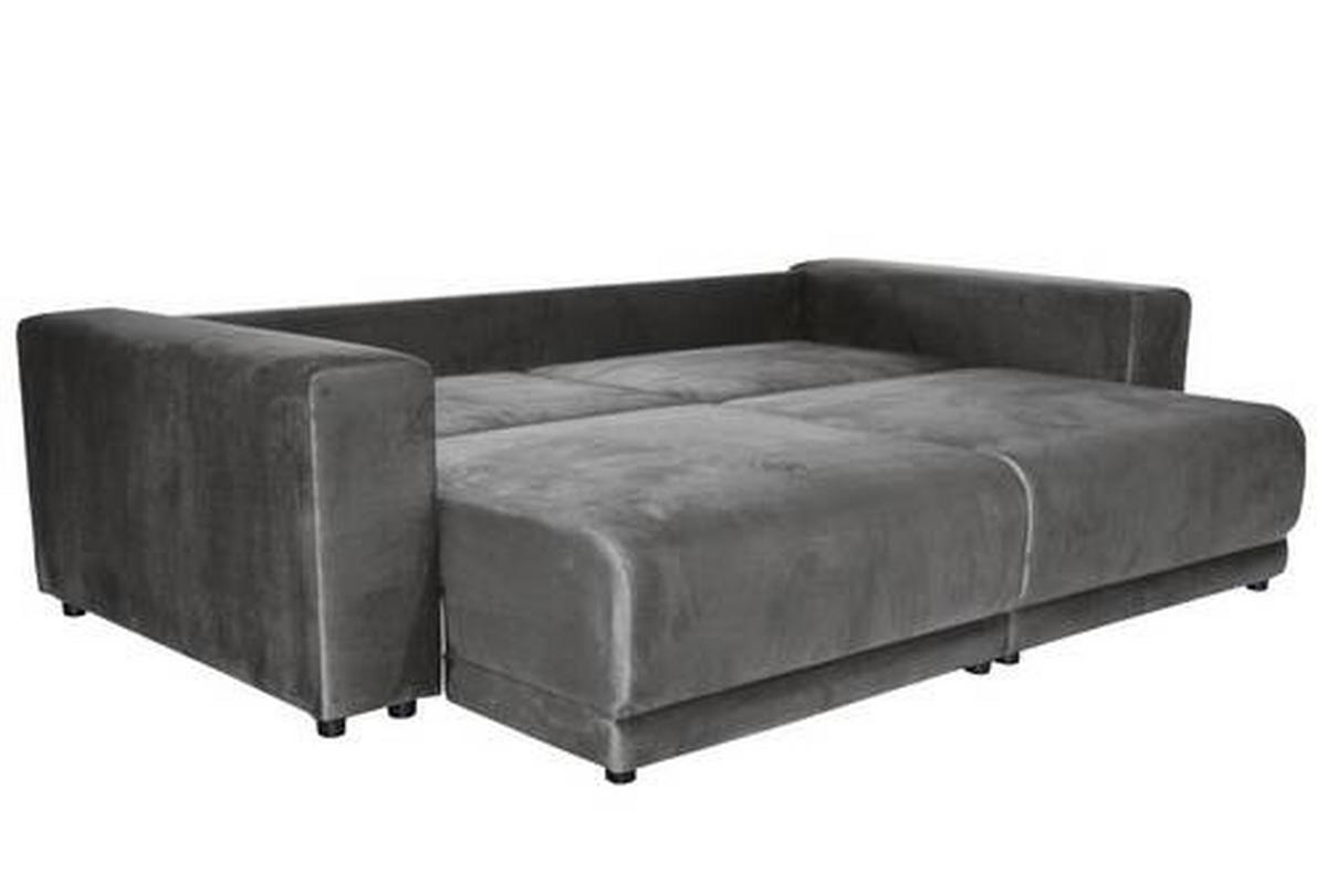 BIGSOFA Velours Dunkelgrau  - Dunkelgrau/Schwarz, Design, Kunststoff/Textil (256/88/120cm) - home24