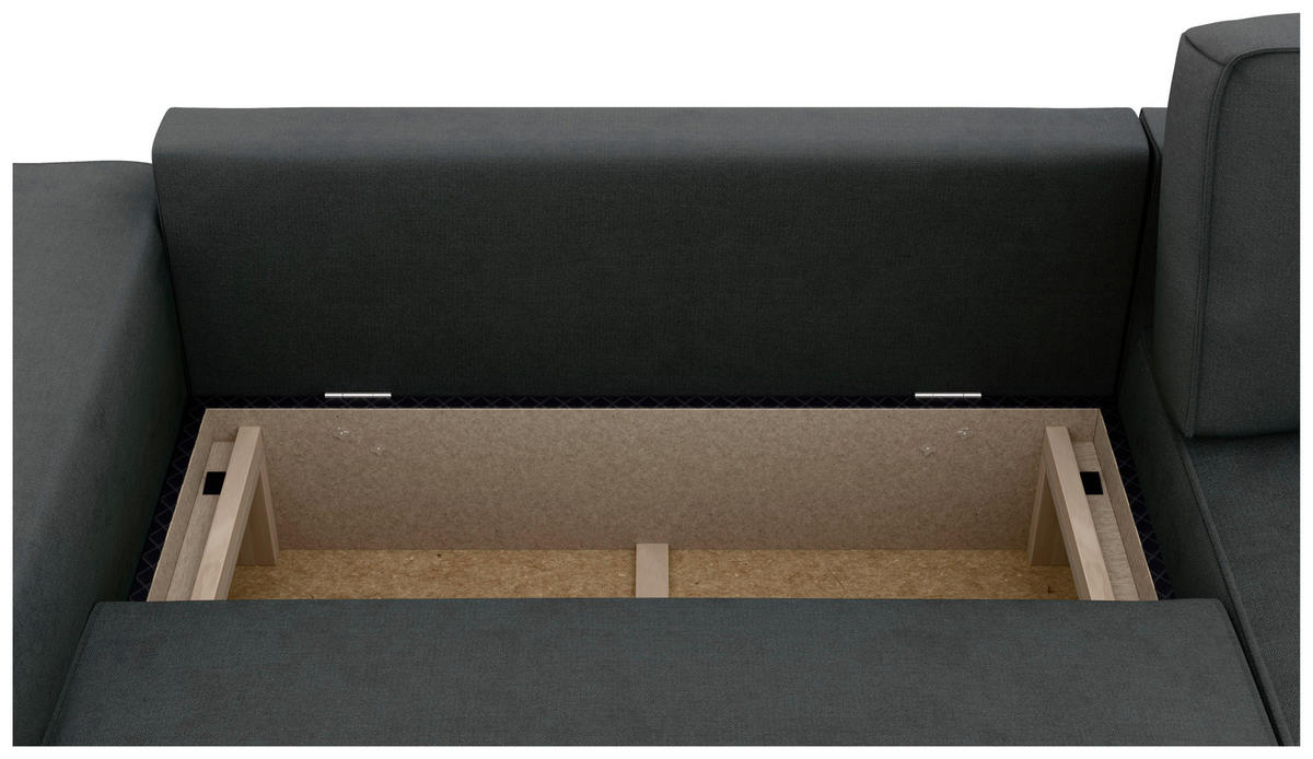ECKSOFA in Struktur Anthrazit  - Anthrazit/Schwarz, Modern, Kunststoff/Textil (265/164cm) - Trendmanufaktur