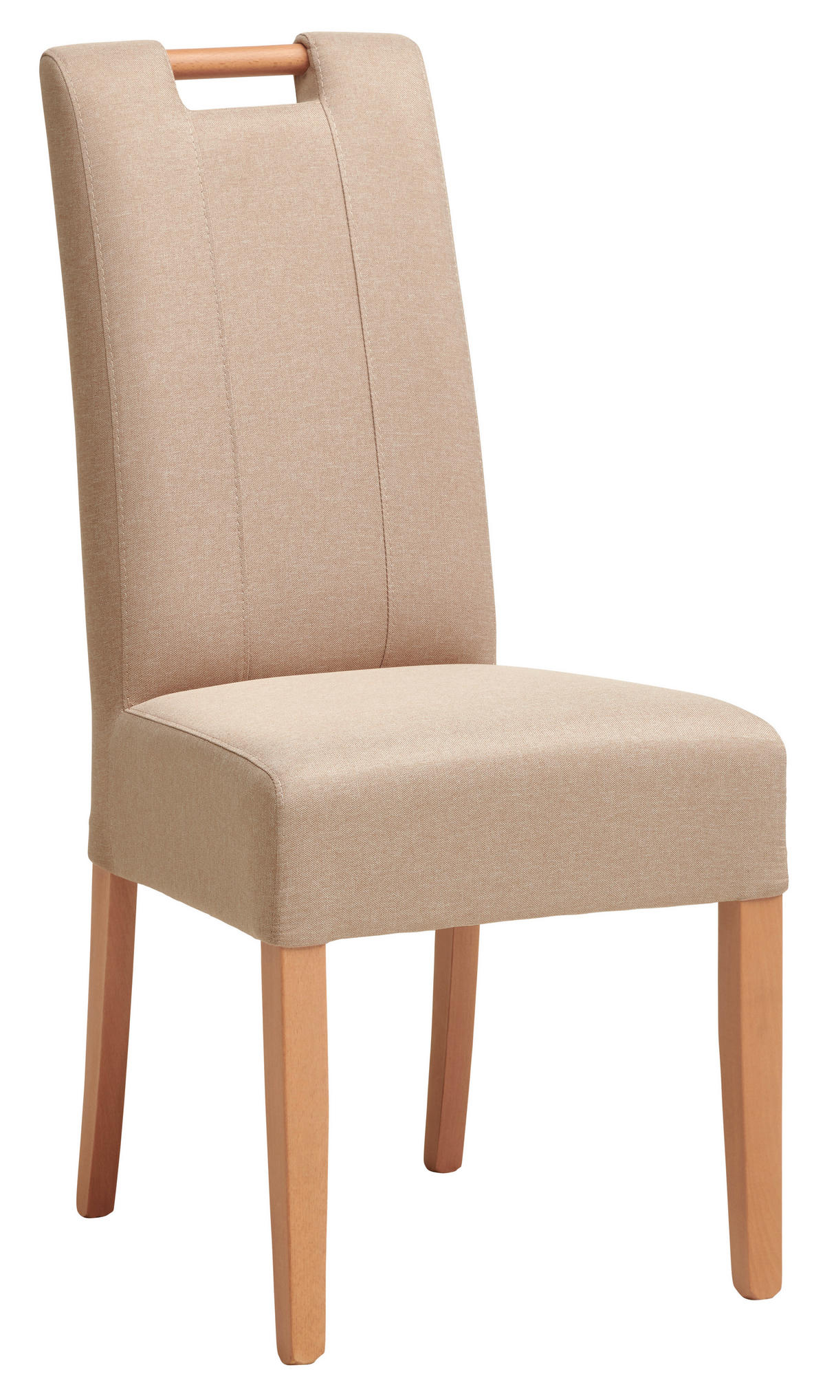STUHL Webstoff Taupe Buche massiv  - Taupe/Naturfarben, MODERN, Holz/Textil (46/101/62cm) - Livetastic