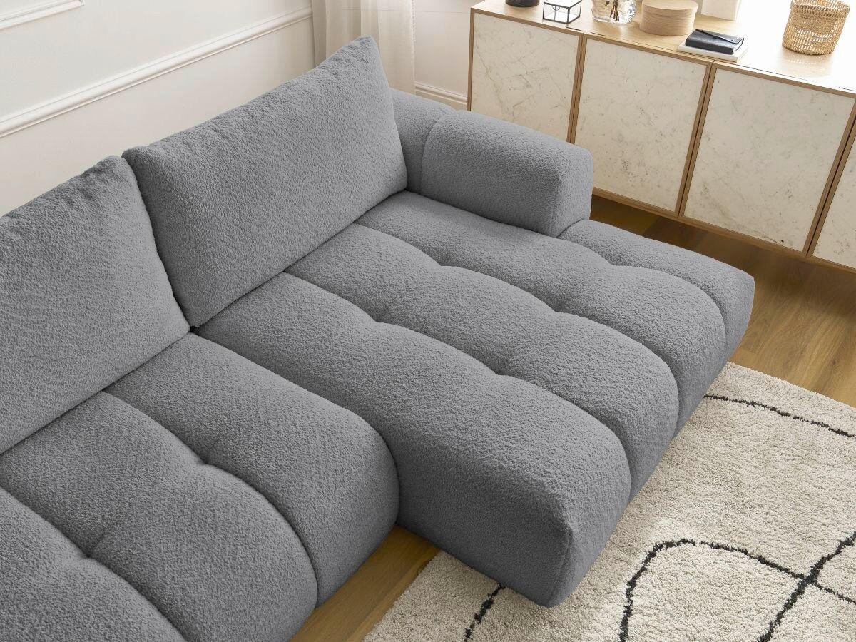 ECKSCHLAFSOFA FUJI Bouclé Dunkelgrau  inkl.  - Dunkelgrau/Schwarz, MODERN, Kunststoff/Textil (292/160cm)