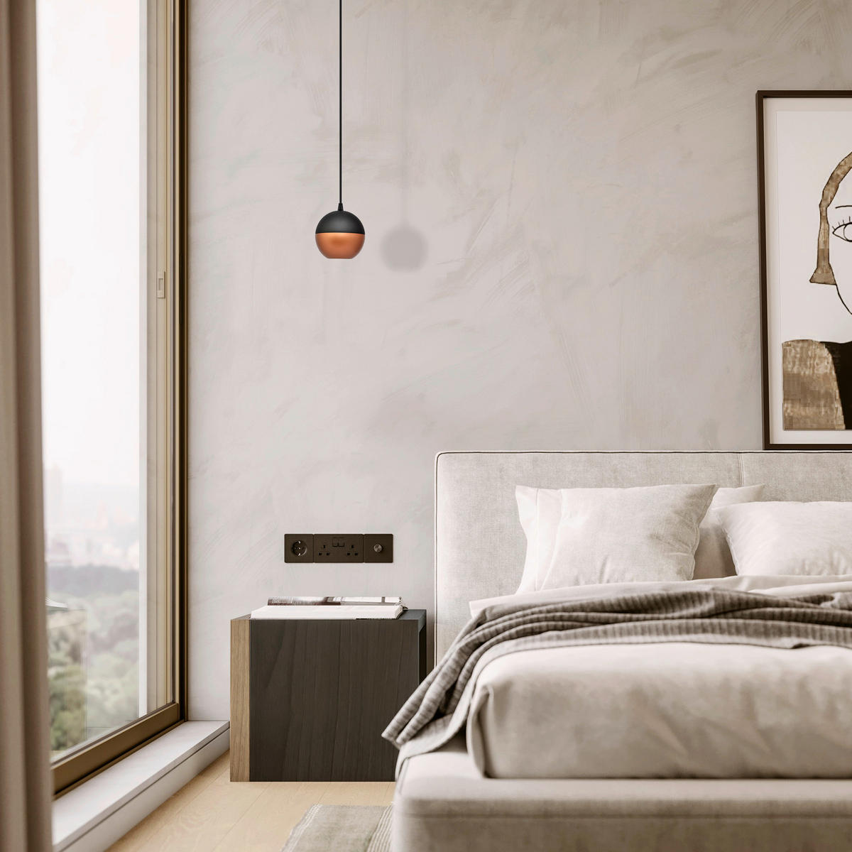 HÄNGELEUCHTE MIDWAY 12/12/90 cm   - Schwarz/Kupferfarben, Trend, Metall (12/12/90cm)