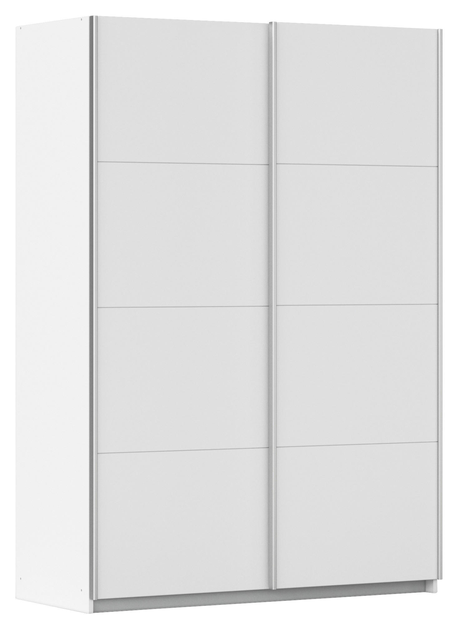 SCHWEBETÜRENSCHRANK 136/197/61 cm 2-türig Weiß - Alufarben/Weiß, MODERN, Holzwerkstoff/Metall (136/197/61cm) - Rauch Möbel