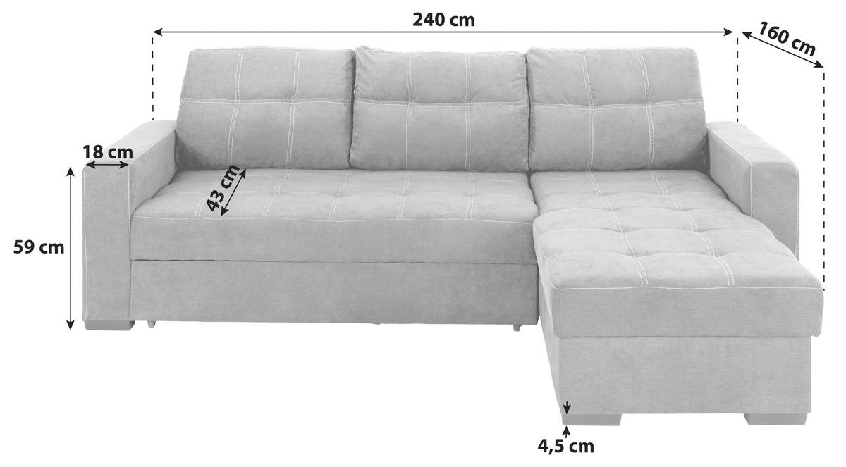 ECKSCHLAFSOFA Mikrofaser Grün  inkl. Bettkasten, Schlaffunktion  - Schwarz/Grün, Design, Kunststoff/Textil (240/160cm) - Livetastic