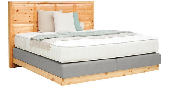 BOXSPRINGBETT 180/200 cm  in Zirbelkieferfarben, Hellgrau  - Zirbelkieferfarben/Hellgrau, Natur, Holz/Textil (180/200cm) - Valnatura