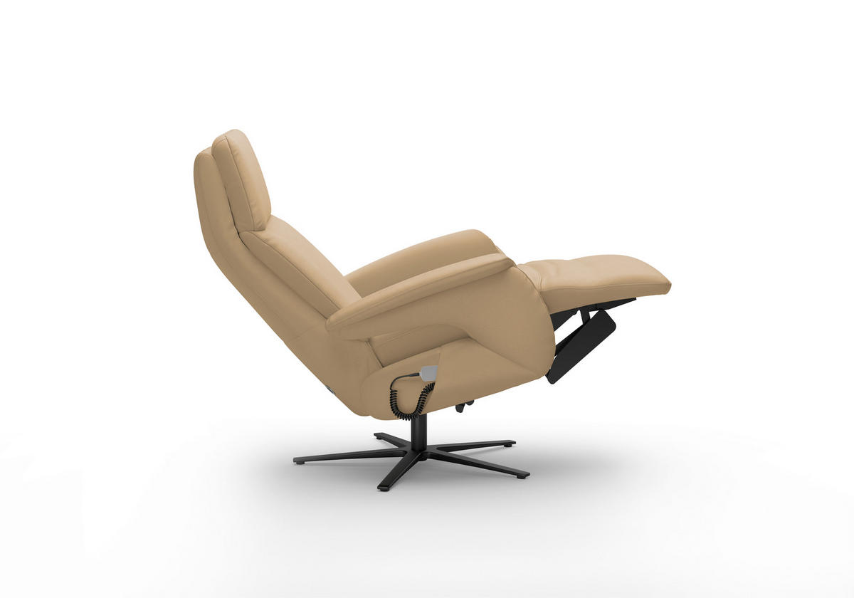 RELAXSESSEL TV TRIPLE SEVEN XTRA LARGE L3 Echtleder Kopfteilverstellung, Fußteilverstellung, Rücken echt    - Schwarz/Cappuccino, Basics, Leder/Metall (86/115/86cm) - Sit & More
