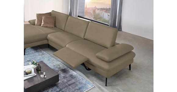 ECKSOFA in Echtleder Hellbraun  - Hellbraun/Schwarz, Design, Leder/Metall (157/325cm) - Dieter Knoll