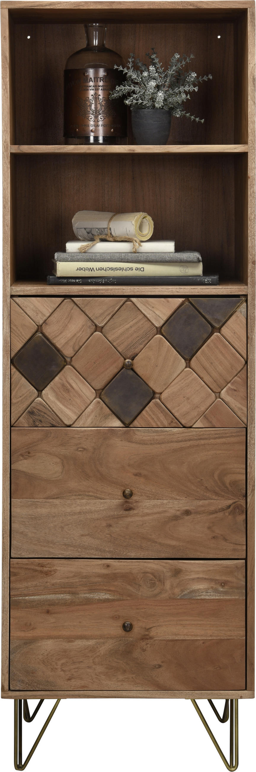 KOMMODE  in 50/153/43 cm  - Messingfarben/Bronzefarben, Trend, Holz/Metall (50/153/43cm) - Ambia Home