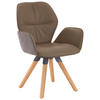 ARMLEHNSTUHL  in Echtleder pigmentiert  - Taupe/Wildeiche, Design, Leder/Holz (62/91/59cm) - Valdera