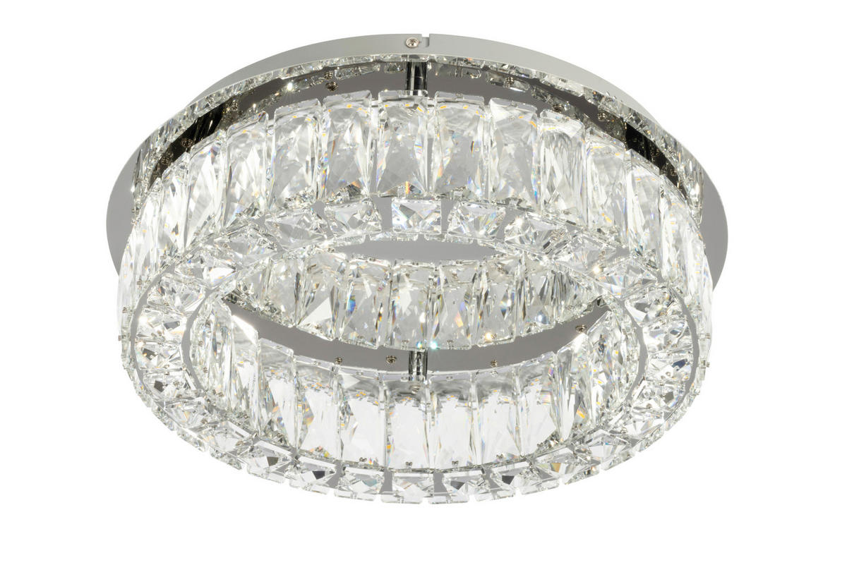 STROPNÉ LED SVIETIDLO, 40/14 cm  - priehľadné, Konventionell, kov/sklo (40/14cm) - Novel