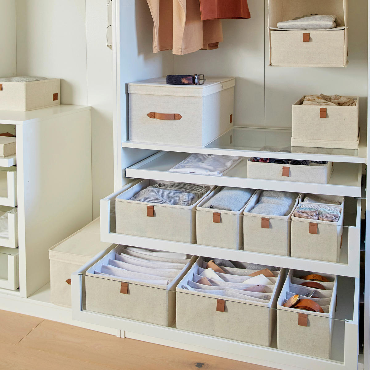 AUFBEWAHRUNGSBOXEN-SET Premium  - Beige, Basics, Karton/Textil - Store It