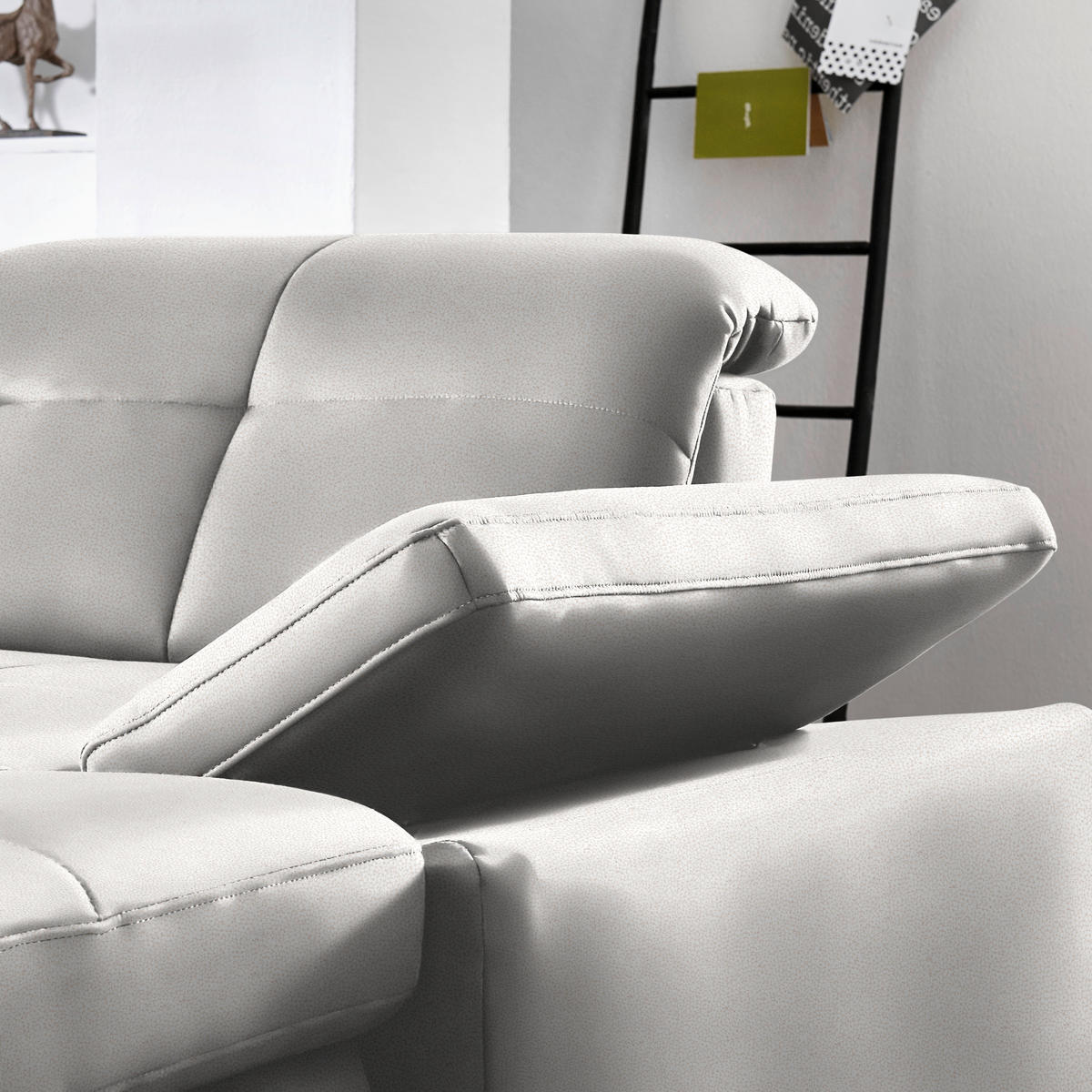 WOHNLANDSCHAFT  in Mikrofaser Creme  - Chromfarben/Creme, Design, Holzwerkstoff/Textil (260/371/195cm) - Beldomo Style