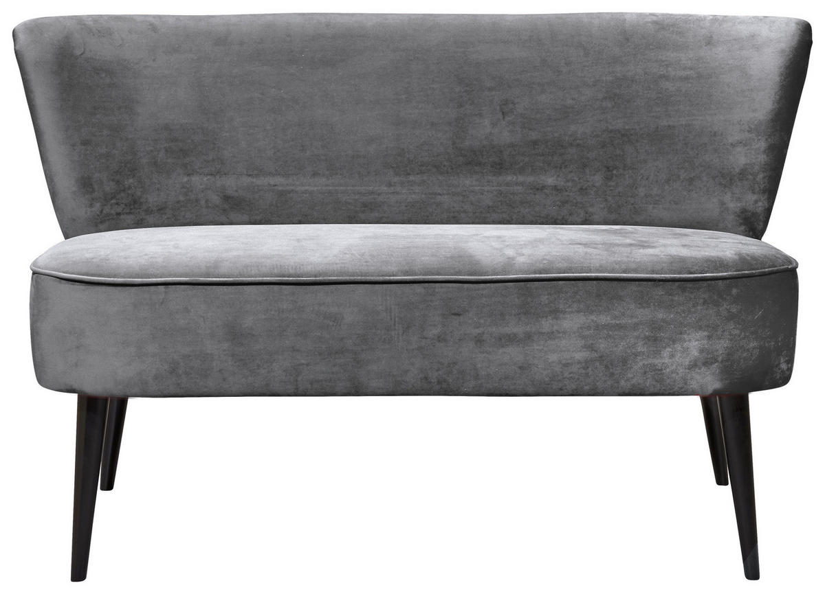 SITZBANK 179/83/75 cm Mikrovelours Grau Holz  - Schwarz/Grau, Trend, Holz/Textil (179/83/75cm) - MID.YOU