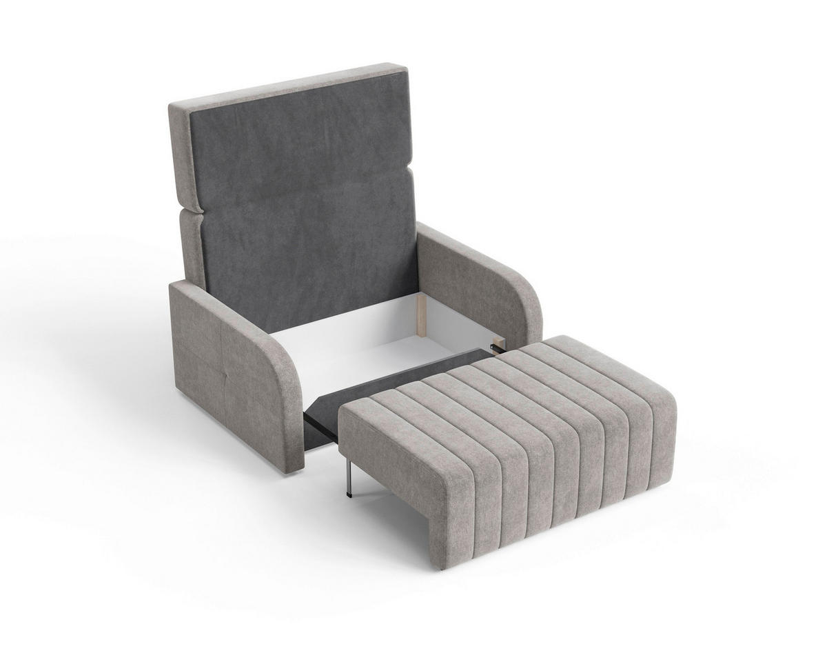 SCHLAFSOFA ALASKA 120 Grau  inkl. Schlaffunktion, Stauraum  - Schwarz/Grau, Design, Kunststoff/Textil (141/90/104cm) - MID.YOU