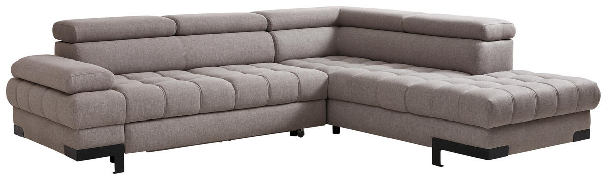 ECKSOFA Hellgrau Webstoff  - Hellgrau/Schwarz, Design, Textil/Metall (263/223cm) - Welnova