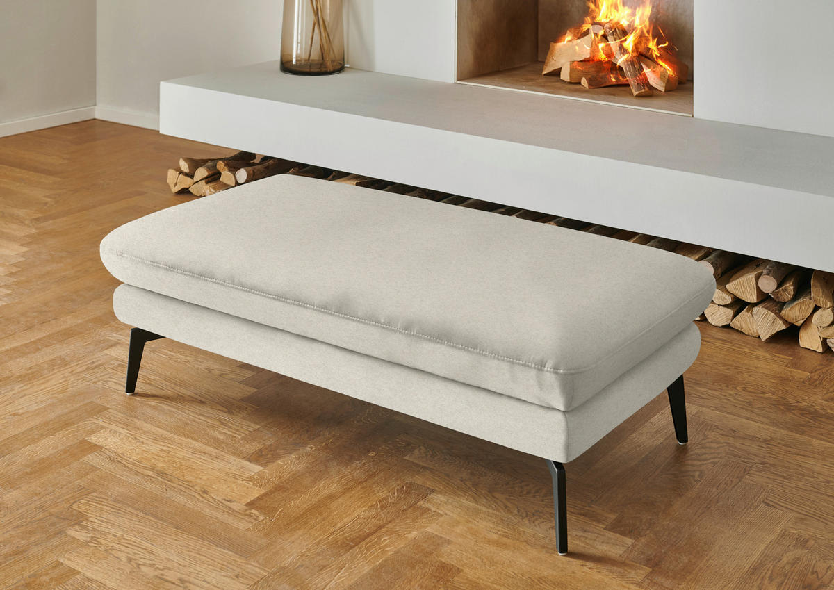 WOHNLANDSCHAFT  in Chenille, Flachgewebe Naturfarben  - Schwarz/Naturfarben, Design, Textil/Metall (180/344/208cm) - Dieter Knoll