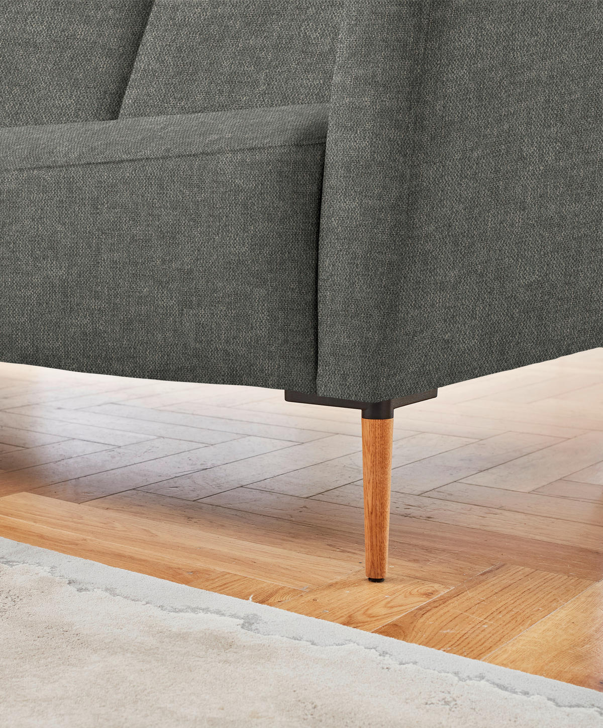 ECKSOFA  in Flachgewebe Grau  189/236 cm  - Eichefarben/Grau, Design, Holz/Textil (189/236cm) - Valnatura