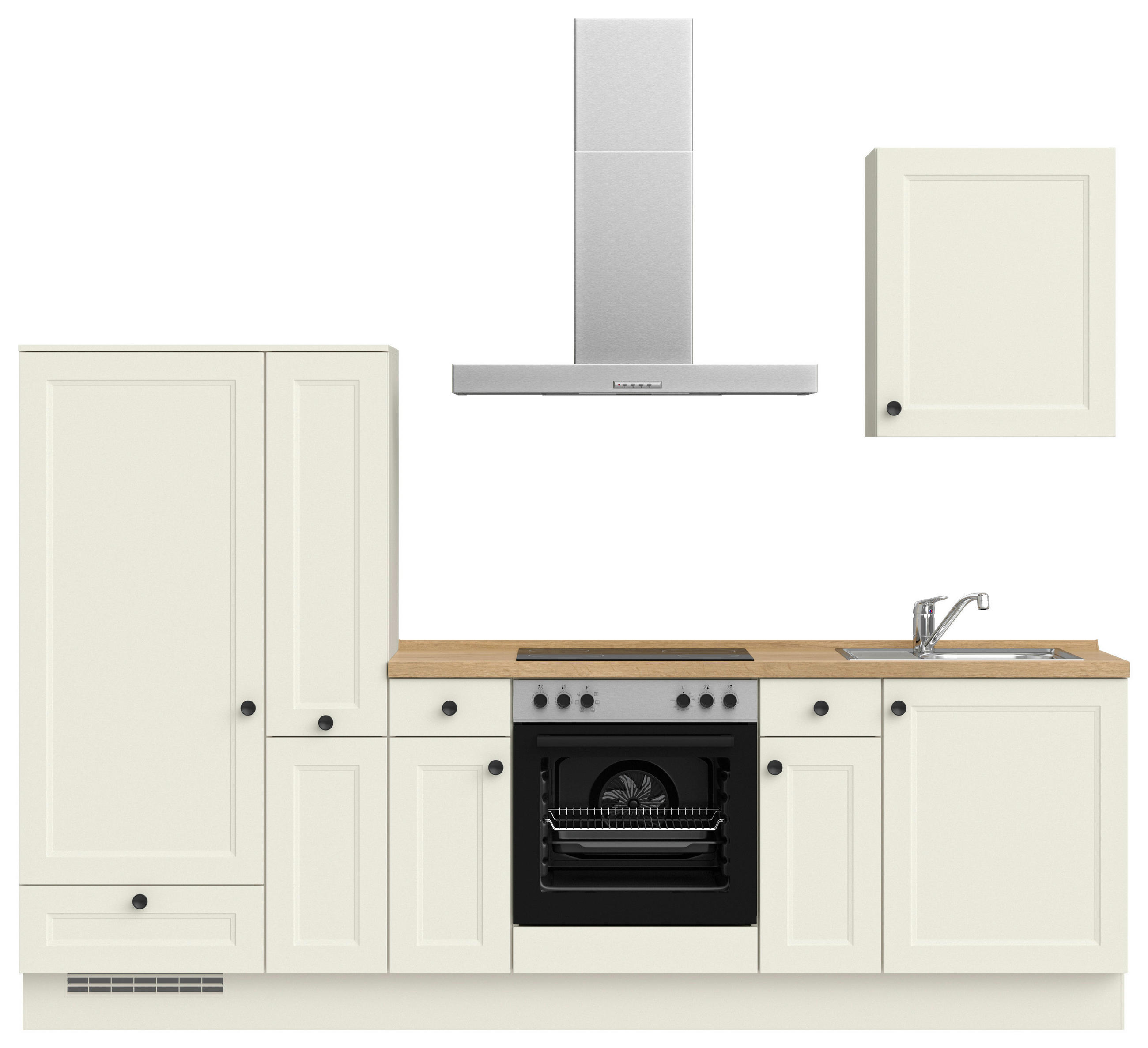 KÜCHENLEERBLOCK 270 cm   in Weiß, Eichefarben  - Eichefarben/Schwarz, MODERN, Holzwerkstoff/Metall (270cm) - Nobilia