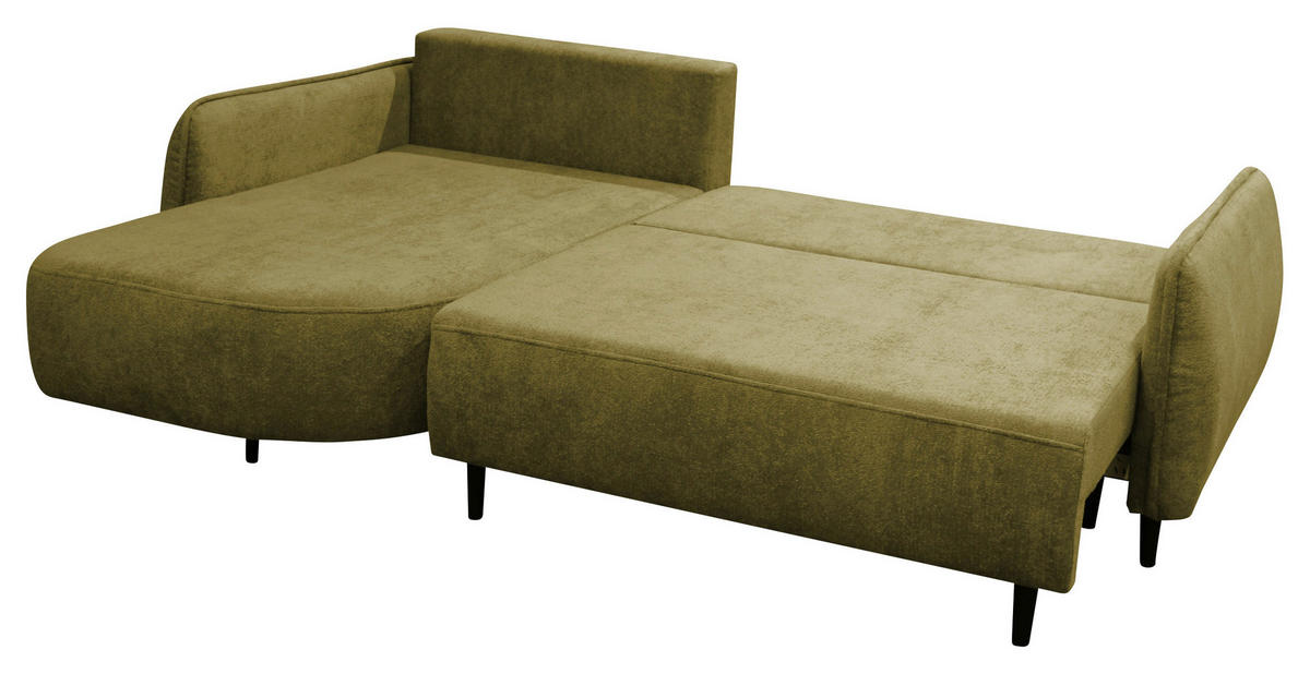 ECKSOFA MURANO Grün Chenille Zierkissen, Rückenkissen, Bettkasten  - Schwarz/Grün, Design, Holz/Textil (167/242cm) - MID.YOU