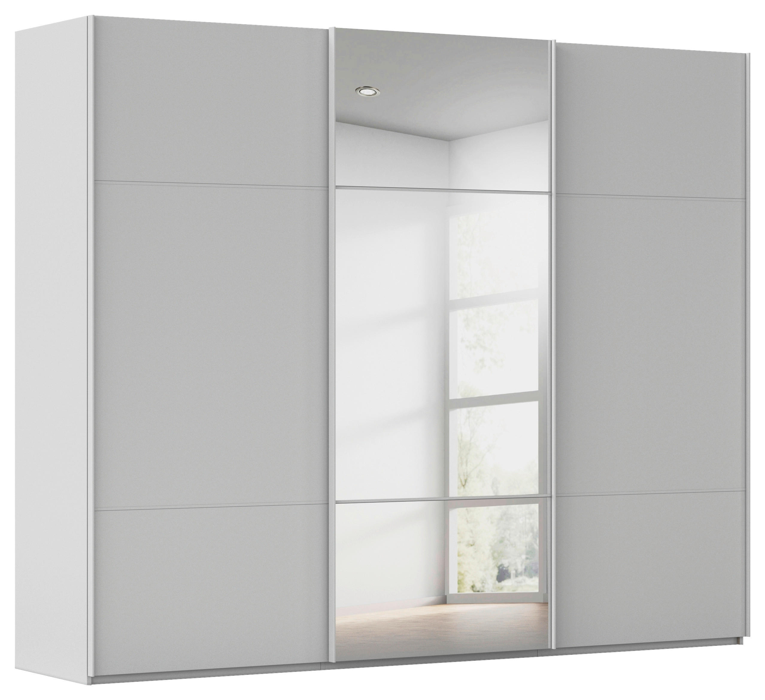 SCHWEBETÜRENSCHRANK 242/223/68 cm 3-türig Grau  - Grau, KONVENTIONELL, Glas/Holzwerkstoff (242/223/68cm) - Novel