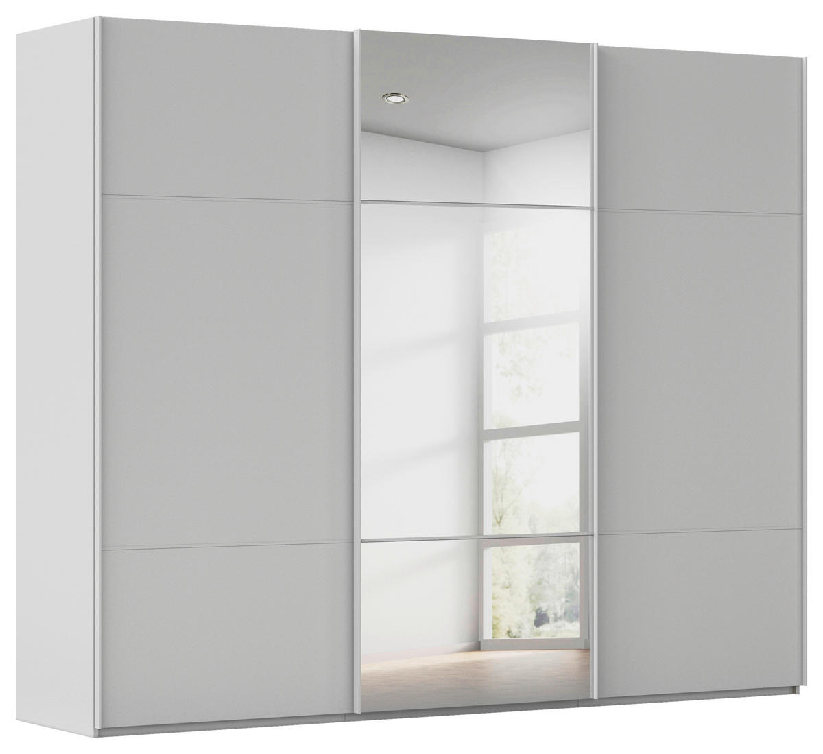 SCHWEBETÜRENSCHRANK 242/223/68 cm 3-türig Grau  - Grau, KONVENTIONELL, Glas/Holzwerkstoff (242/223/68cm) - Novel