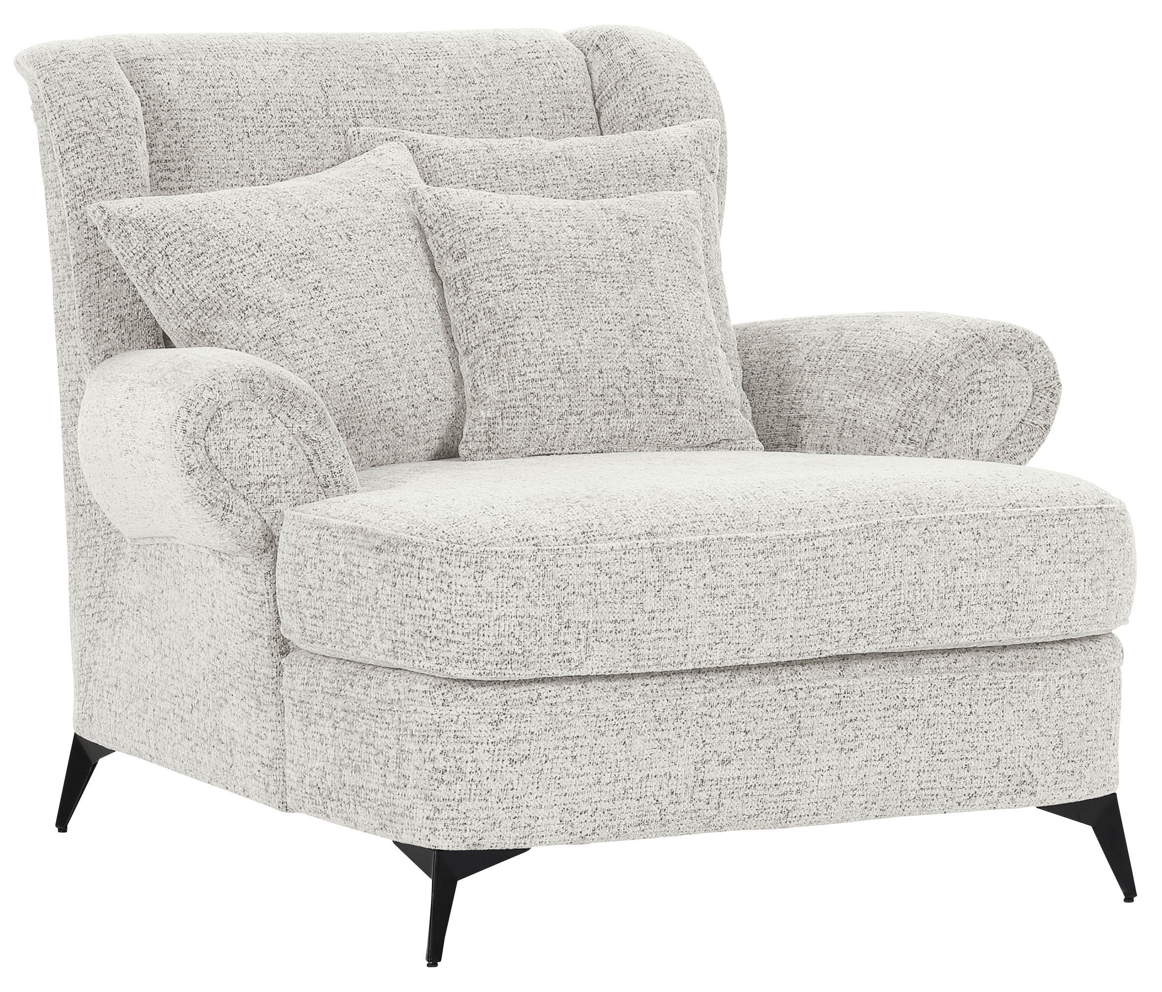 XXL-SESSEL in Chenille Beige - Beige/Schwarz, Romantik / Landhaus, Textil/Metall (125/102/137cm) - Landscape