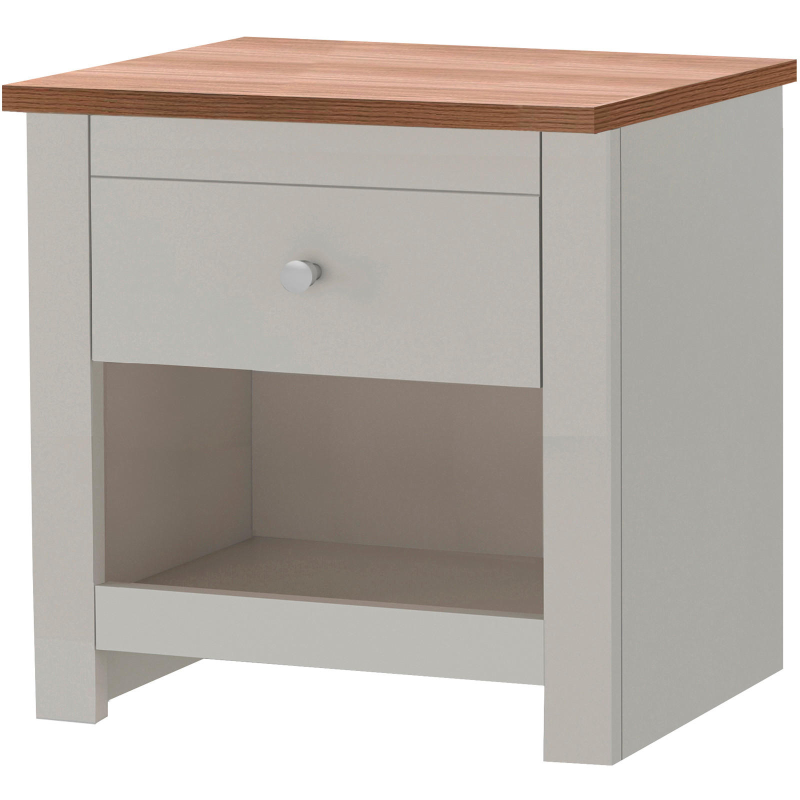 NACHTTISCH 45/46/35 cm  in Creme, Eichefarben  - Eichefarben/Silberfarben, Design, Holzwerkstoff/Metall (45/46/35cm) - MID.YOU