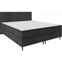 BOXSPRINGBETT 160/200 cm,  in Dunkelgrau, Matratze, Topper, H2 + H2 = mittel  - Dunkelgrau/Schwarz, KONVENTIONELL, Textil/Metall (160/200cm) - Chameo