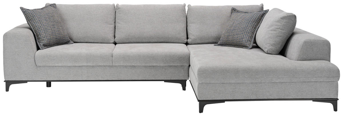 ECKSOFA in Webstoff Grau  - Schwarz/Grau, Design, Textil/Metall (314/211cm) - Stylife