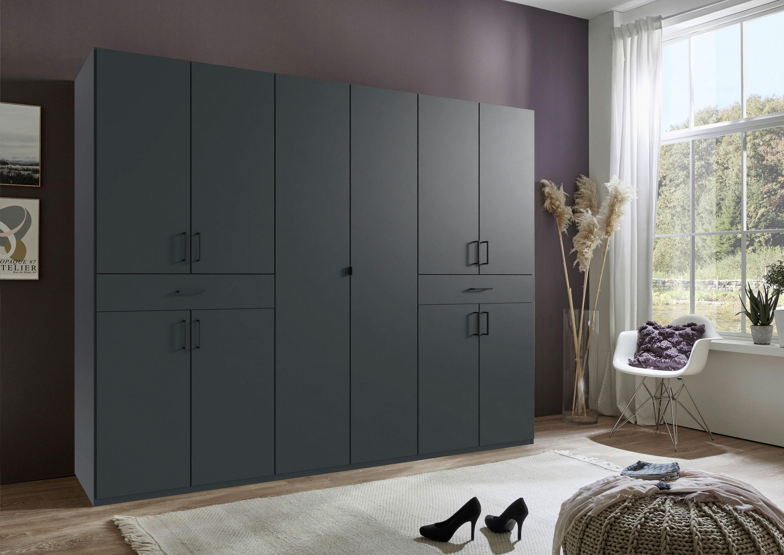 DREHTÜRENSCHRANK in Graphitfarben  - Schwarz/Graphitfarben, Konventionell, Holzwerkstoff/Kunststoff (270/208/58cm) - Carryhome