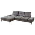 ECKSOFA Dunkelgrau Mikrofaser  - Dunkelgrau/Schwarz, KONVENTIONELL, Textil/Metall (176/284cm) - Carryhome