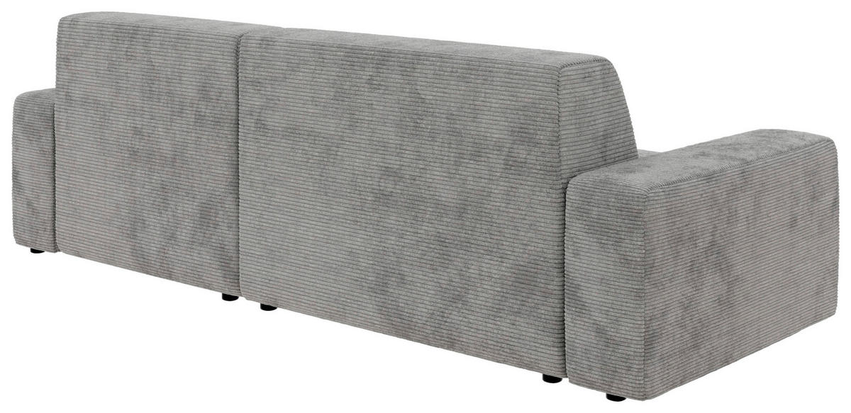ECKSOFA in Cord Grau  - Schwarz/Grau, Modern, Kunststoff/Textil (246/162cm) - Trendmanufaktur
