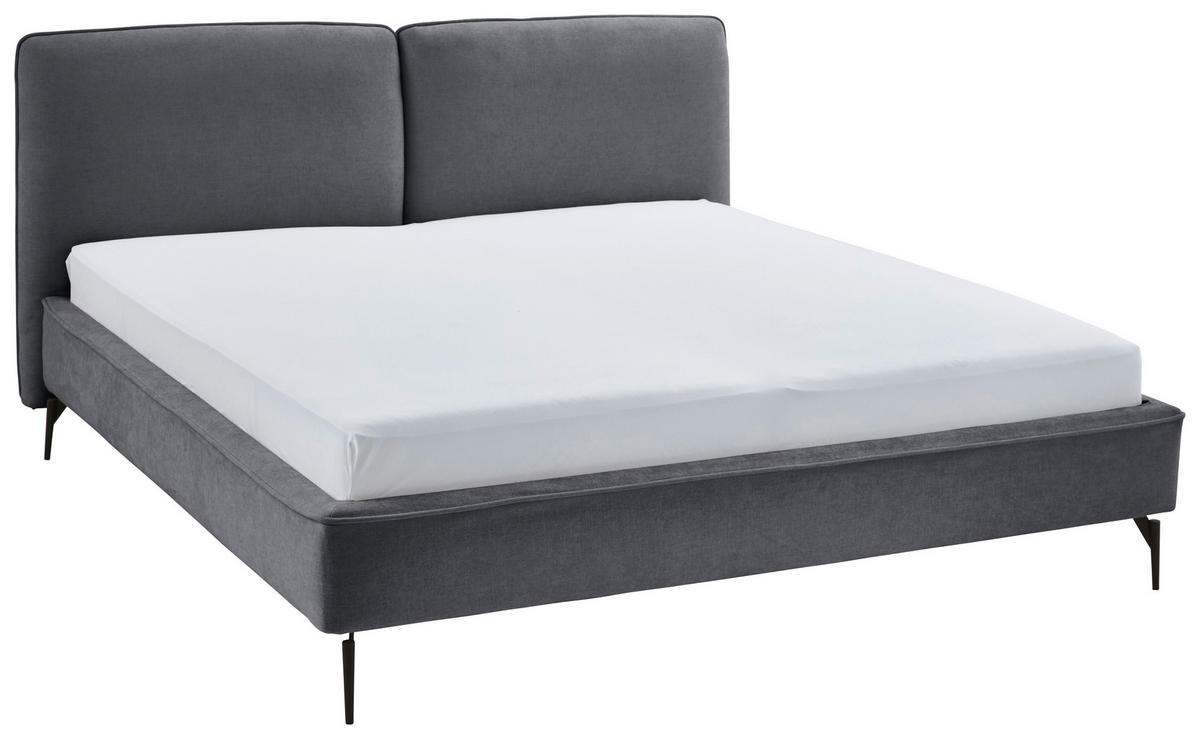 POLSTERBETT 200/200 cm  in Grau  - Schwarz/Grau, MODERN, Textil/Metall (200/200cm) - Livetastic