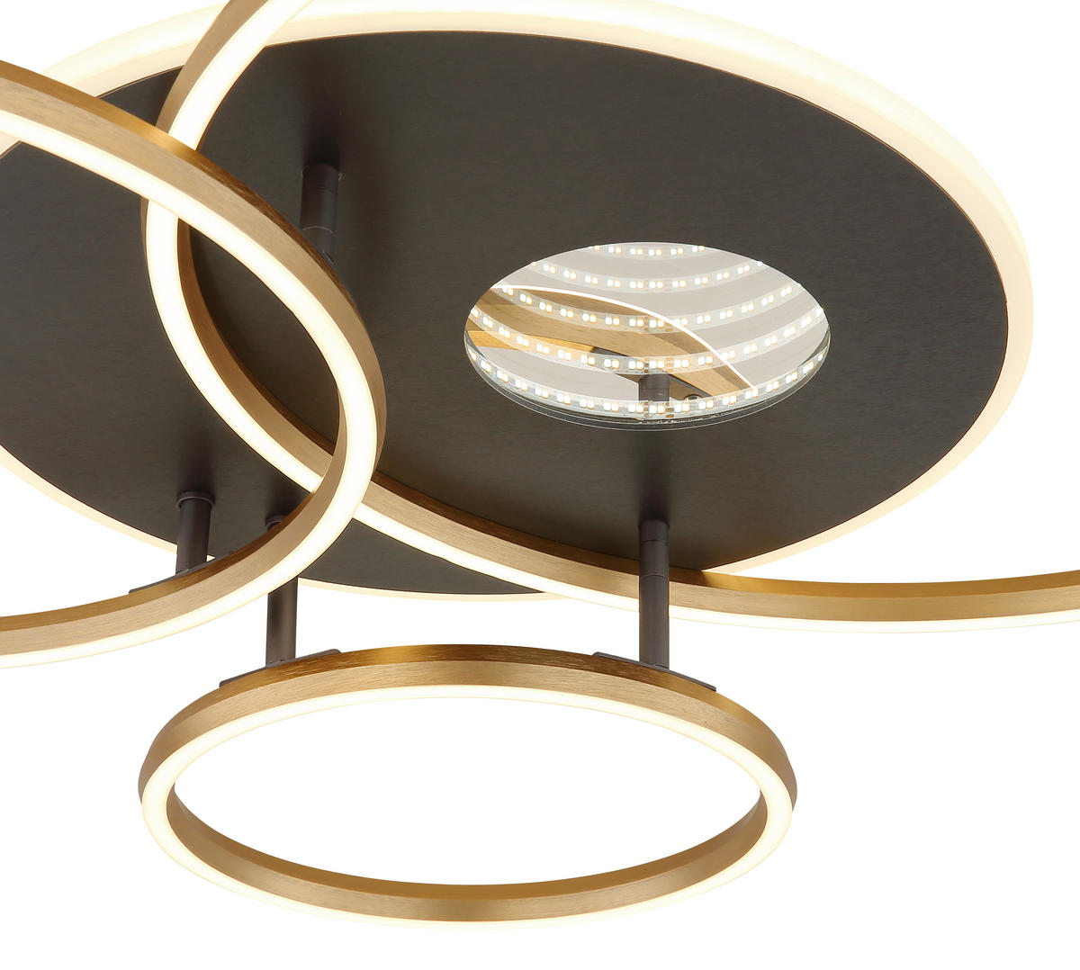 LED-DECKENLEUCHTE 90/70/13 cm   - Anthrazit/Goldfarben, Design, Kunststoff/Metall (90/70/13cm) - Globo