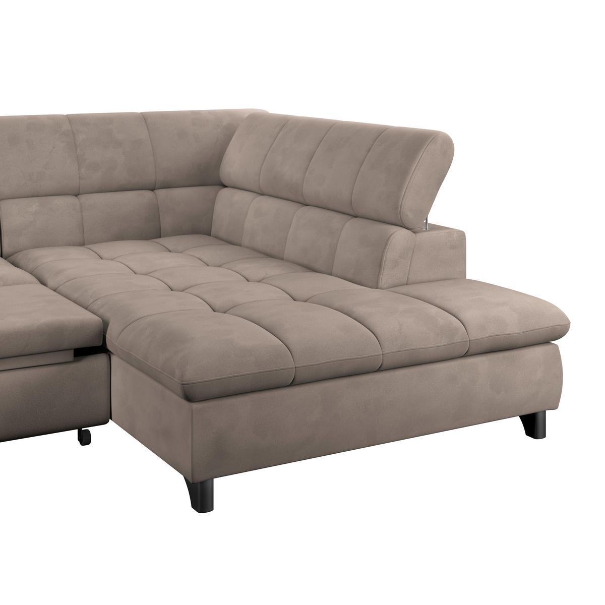 ECKSOFA Beige Chenille  - Chromfarben/Beige, KONVENTIONELL, Textil/Metall (312/234cm) - Livetastic