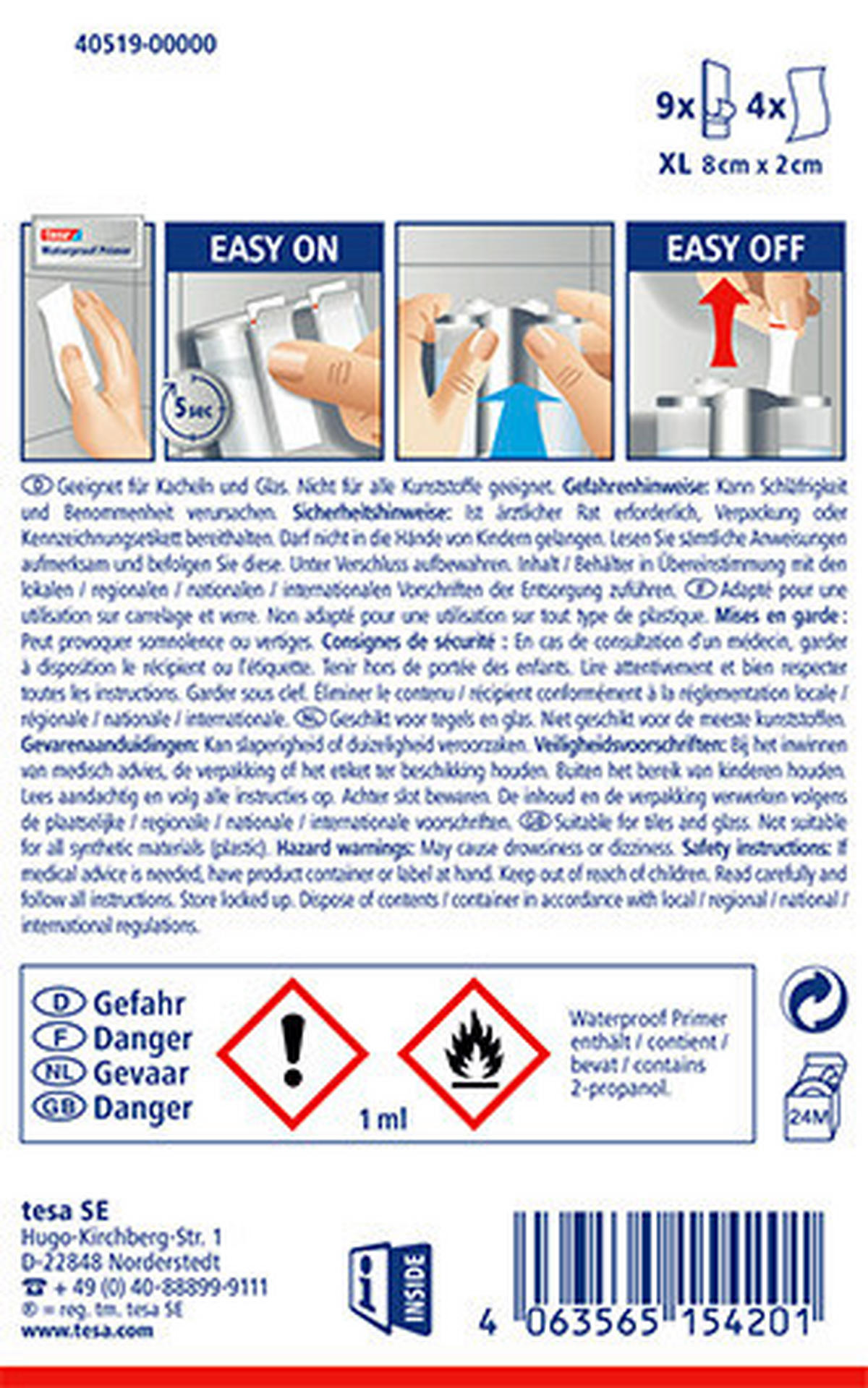 MONTAGEKLEBER POWERSTRIPS  - Basics, Kunststoff (2/8cm) - Tesa