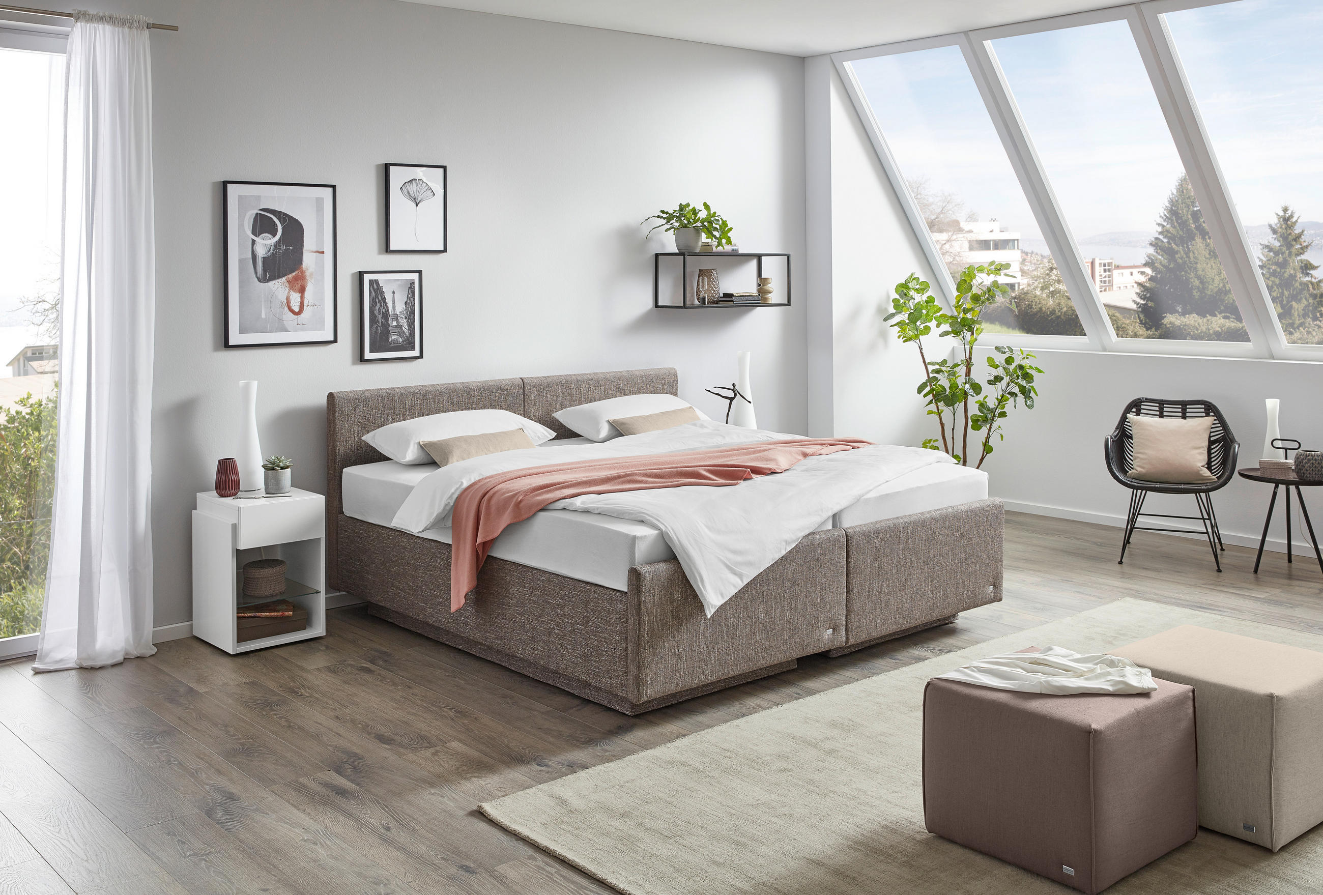 POLSTERBETT 180/200 cm  in Grau  - Weiß/Grau, Basics, Holz/Textil (180/200cm) - RUF Betten