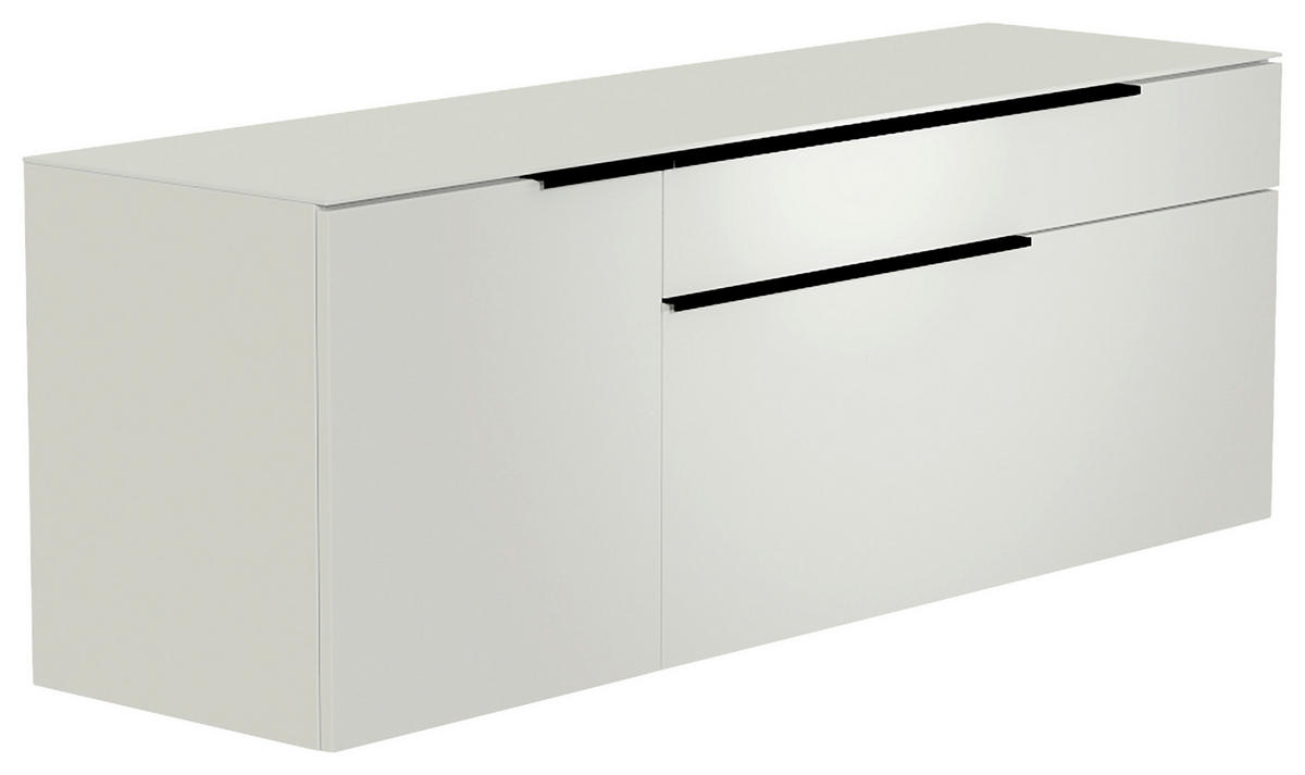 LOWBOARD 160/56/45 cm  - Weiss/Schwarz, Design, Glas/Holzwerkstoff (160/56/45cm) - Moderano