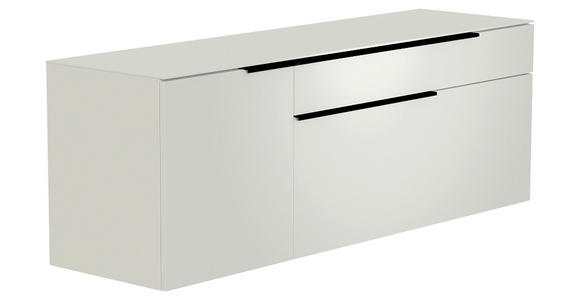 LOWBOARD  160/56/45 cm 1 Schublade(n) Beimöbel erhältlich, hängend, Abdeckplatte aus Glas  - Schwarz/Weiß, Design, Glas/Holzwerkstoff (160/56/45cm) - Moderano