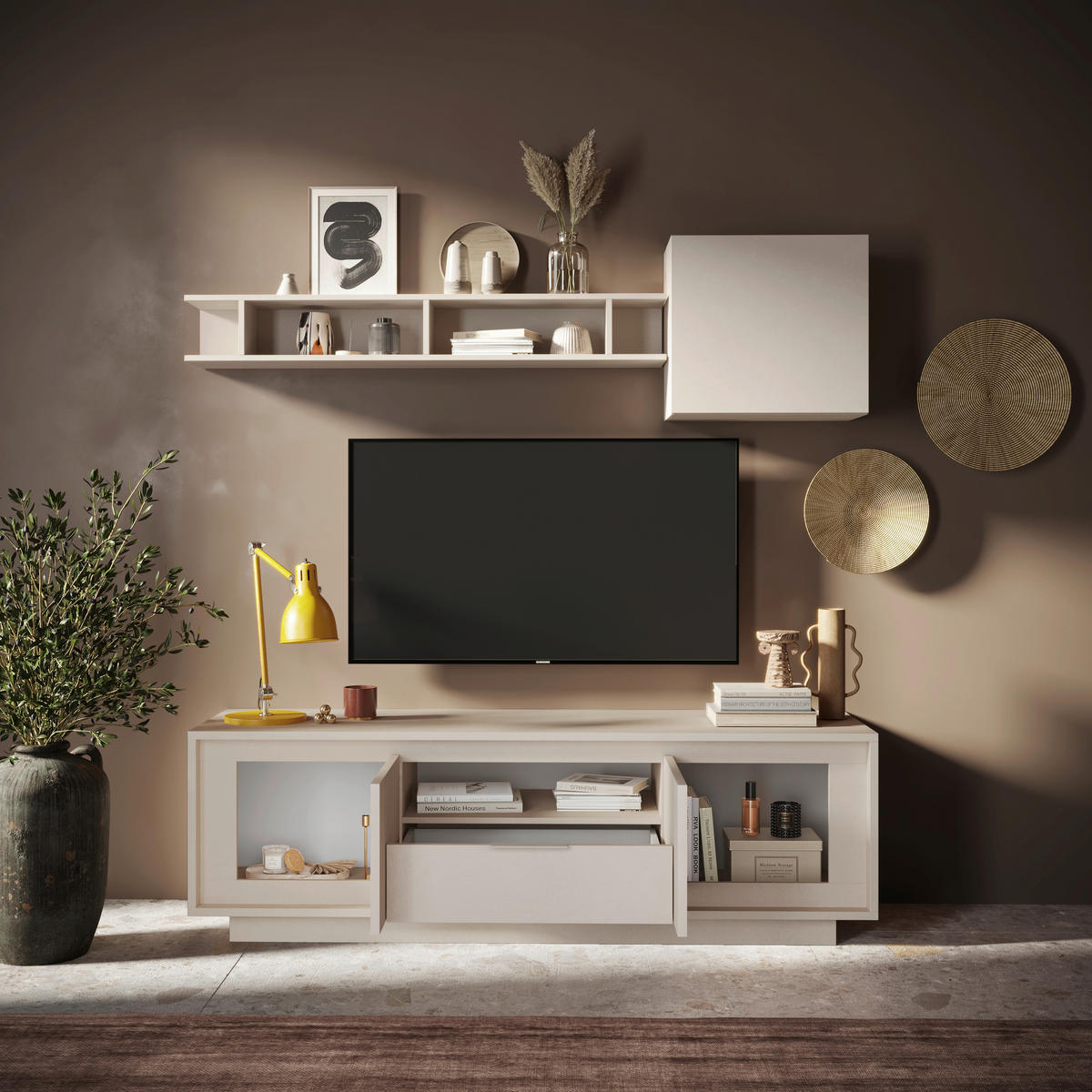 LOWBOARD  in 180/58/50 cm  - Kaschmir, Design, Holzwerkstoff/Metall (180/58/50cm) - MID.YOU