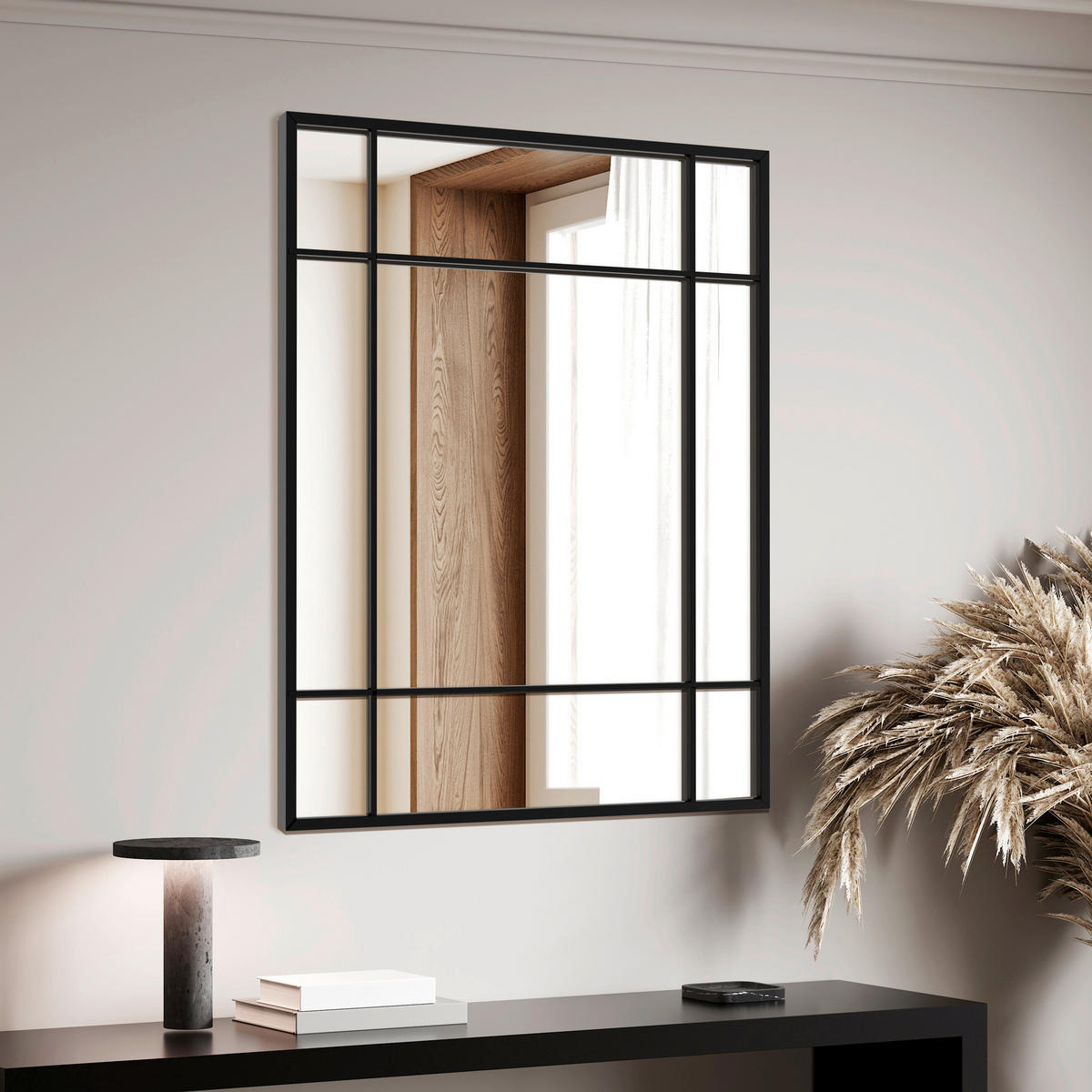 DEKOSPIEGEL  69/95 cm   in rechteckig  - Schwarz, Basics, Glas/Holz (69/95cm)