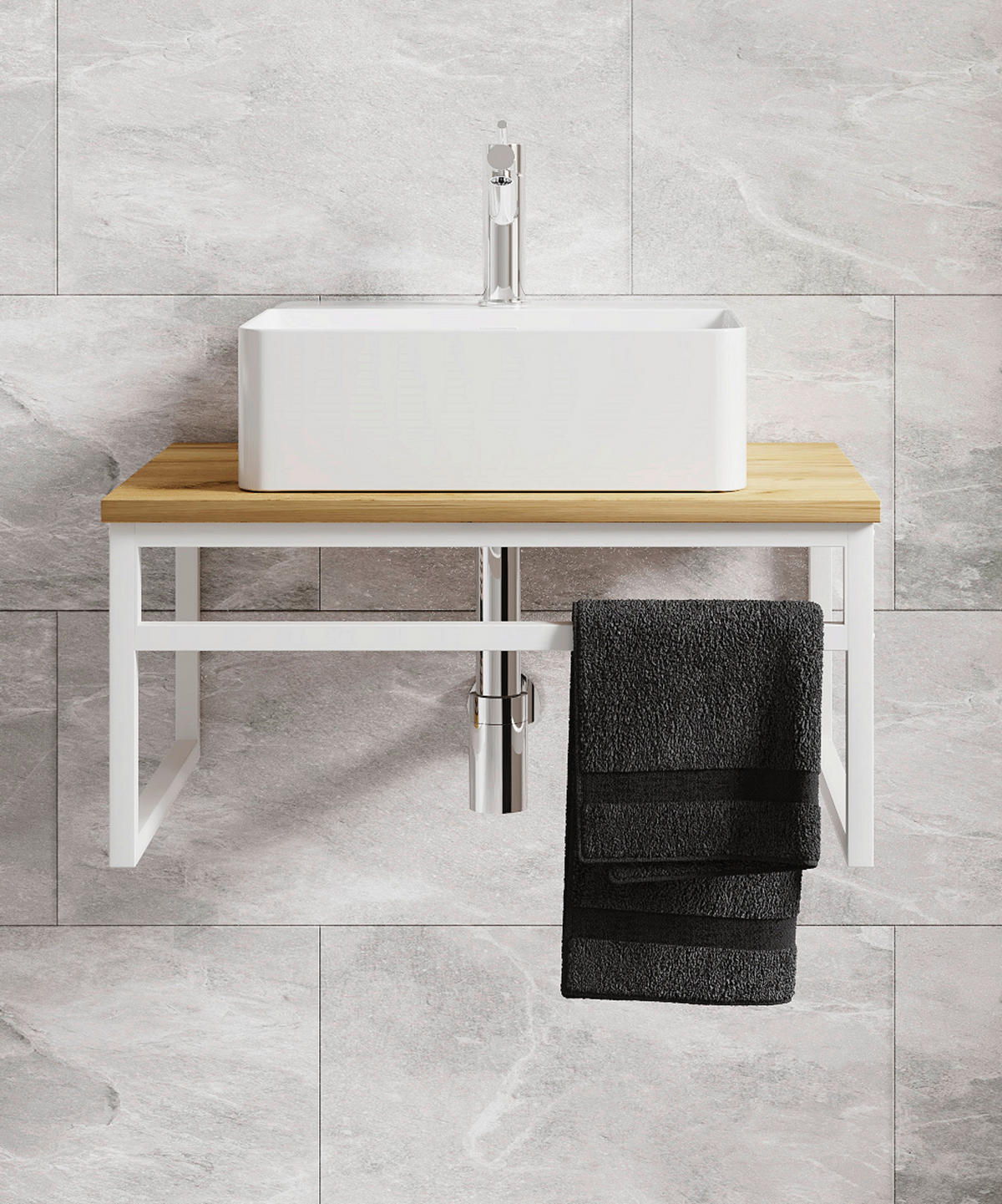 WASCHTISCHKOMBI 60 cm  - Honigeiche/Weiss, Modern, Keramik/Holzwerkstoff (60cm) - MID.YOU
