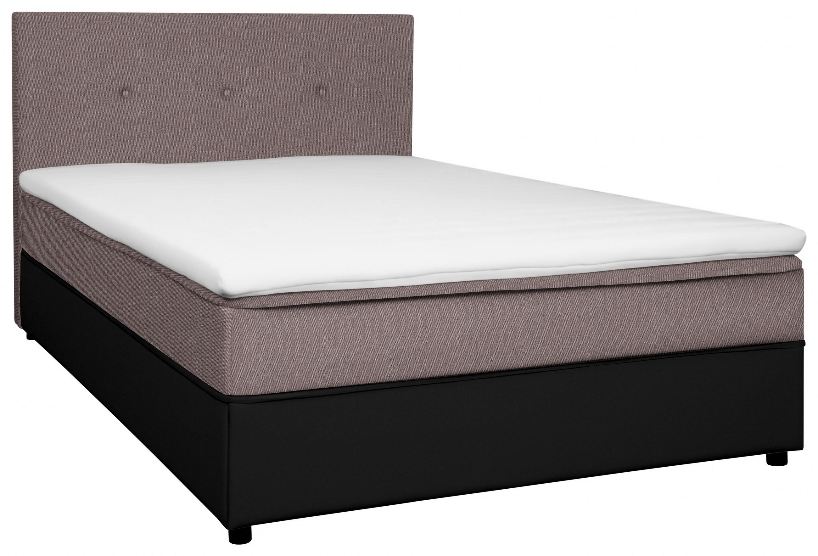 BOXBETT 120/200 cm,  in Schwarz, Hellbraun, Matratze, gepolstertes Kopfteil, Topper, H2 = mittel  - Hellbraun/Schwarz, KONVENTIONELL, Holz/Textil (120/200cm) - Boxxx