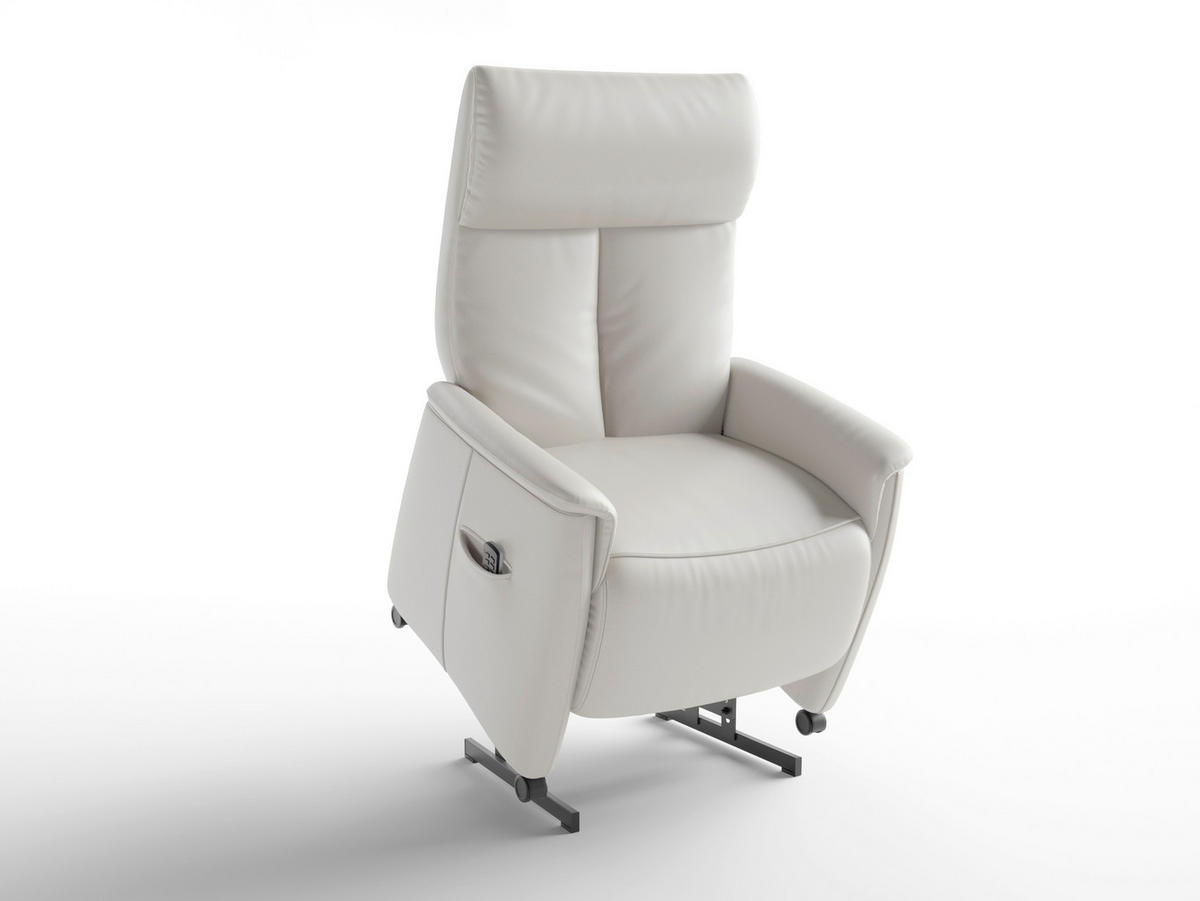 RELAXSESSEL TV CREMONA COMFORT E L3 Echtleder Kopfteilverstellung, Fußteilverstellung, Rücken echt    - Schwarz/Weiß, Basics, Leder/Kunststoff (76/114/84cm) - Sit & More