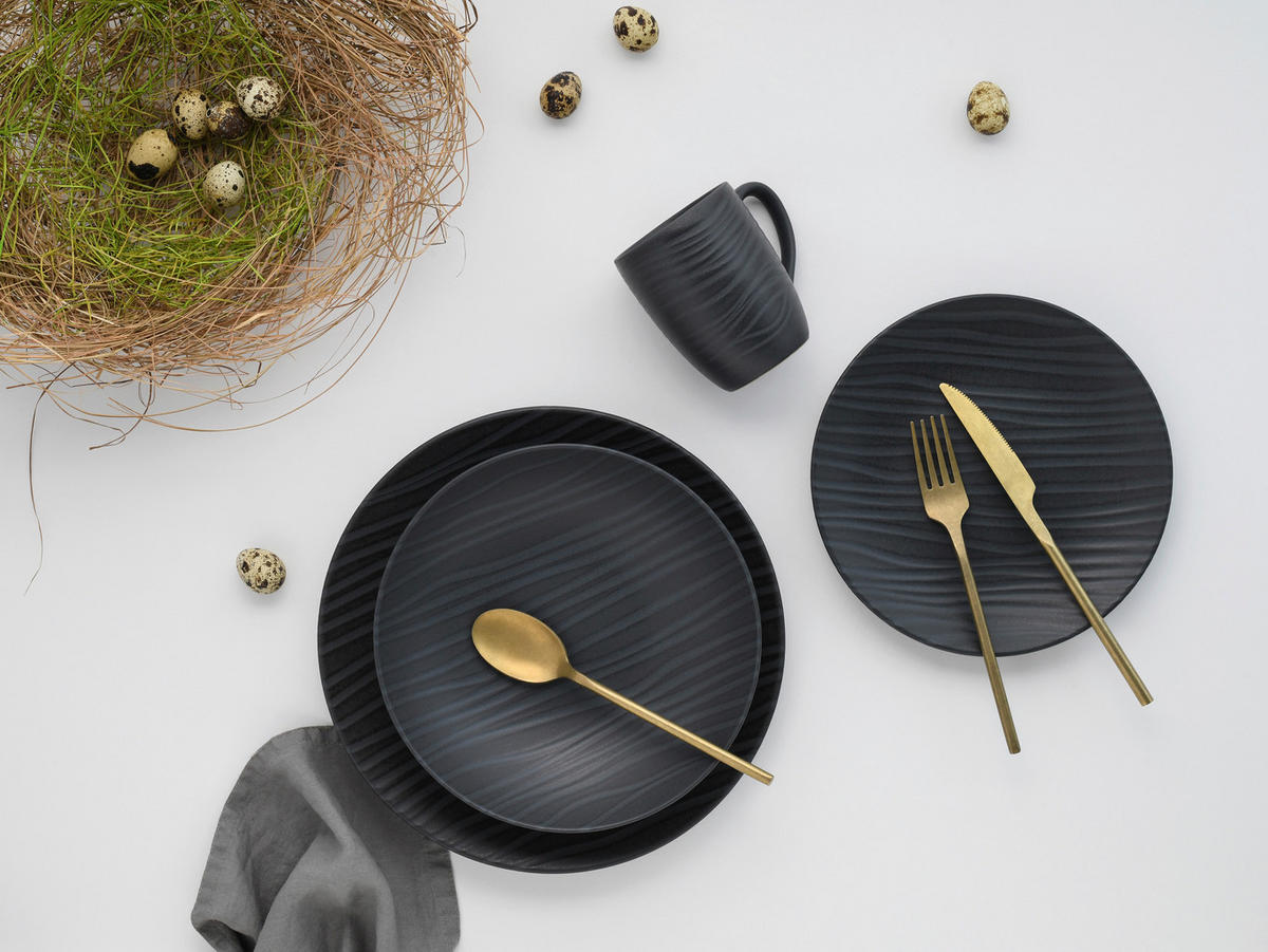 KOMBISERVICE Anthrazit WAVES 16-teilig 4 Personen  - Anthrazit, Basics, Keramik - Creatable