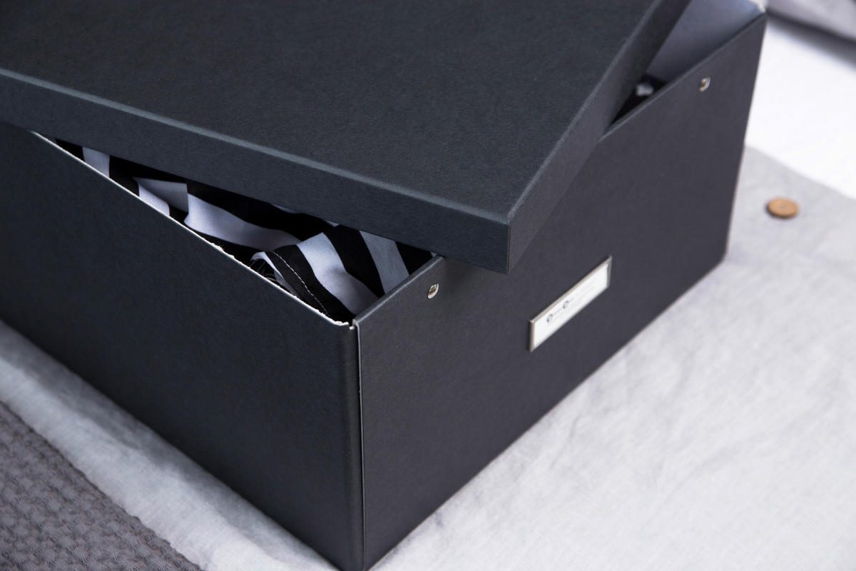 AUFBEWAHRUNGSBOX - Dunkelgrau, Basics, Karton/Papier (34.5/18.5/45cm)