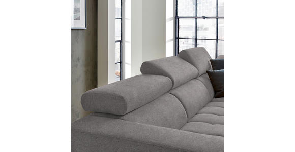 ECKSOFA  in Mikrofaser Hellgrau  301/207 cm  - Hellgrau/Schwarz, Design, Textil/Metall (301/207cm) - Xora