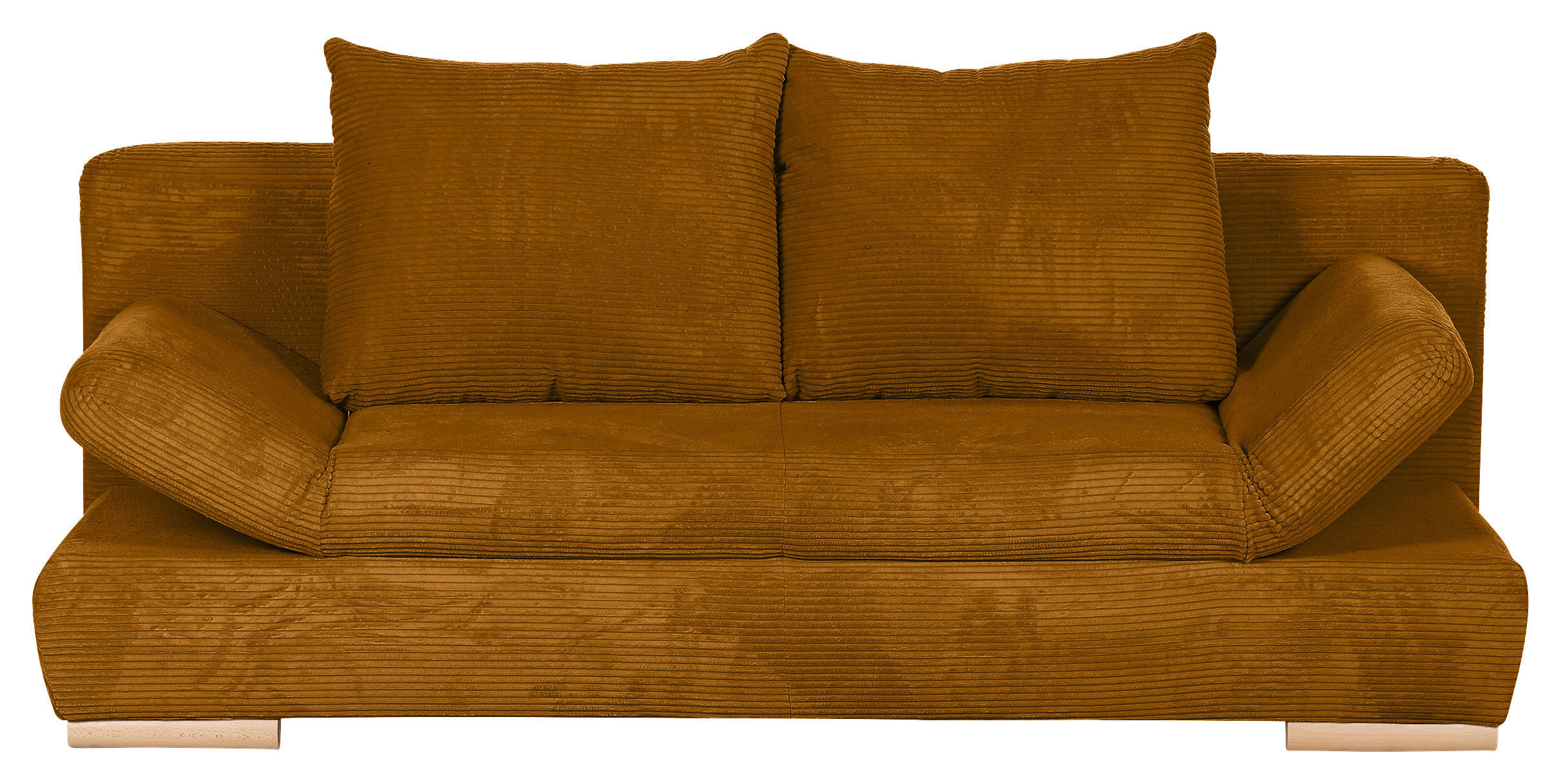 SCHLAFSOFA  mit Rücken echt, Liegefunktion Cord Currygelb  - Currygelb/Naturfarben, KONVENTIONELL, Holz/Textil (200/75/92cm) - home24