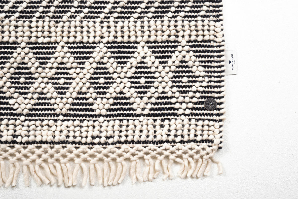 HANDWEBTEPPICH 140/200 cm Colored Macrame two Creme, Grau  - Creme/Grau, KONVENTIONELL, Textil (140/200cm) - Tom Tailor
