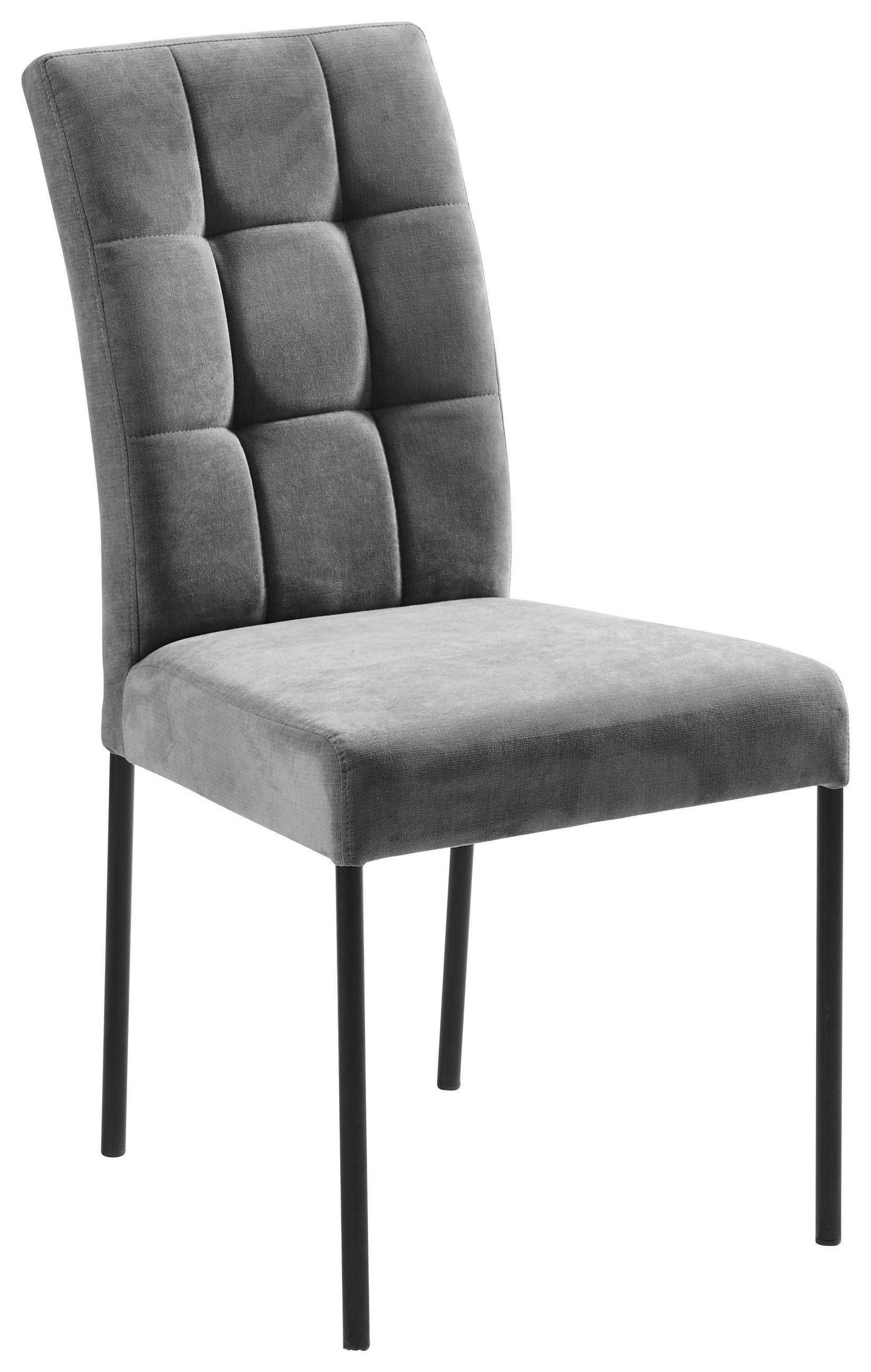 STUHL   Webstoff  - Dunkelgrau/Schwarz, Design, Textil/Metall (46/91/61cm) - Xora